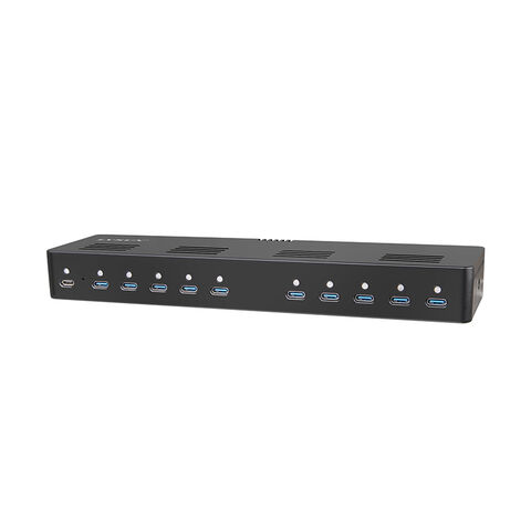 Station d'accueil de charge PD avec 10 ports USB-C pour le secteur de l'éducation, recharge pour ordinateurs portables, téléphones portables, iPads et tablettes.