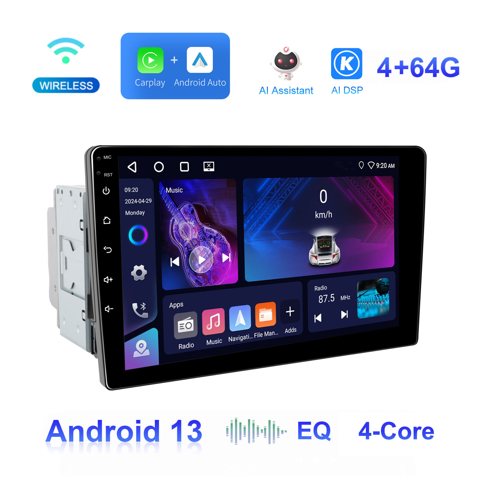 Podofo 9'' 360 Degree Rotate Ips 4+64g Android Car Stereo Autoradio ...