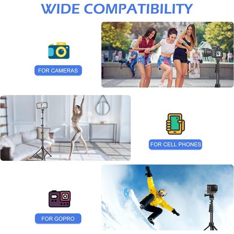 Trípode para Teléfono y Palo Selfie, Soporte Trípode Extensible para Teléfono Móvil con Control Remoto Inalámbrico y Soporte para Teléfono, Compatible con iPhone