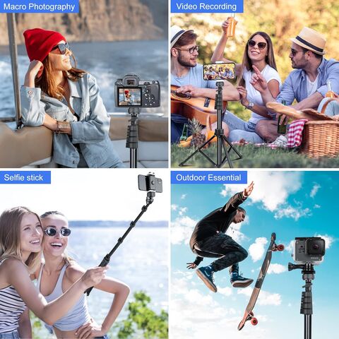 Trípode para Teléfono y Palo Selfie, Soporte Trípode Extensible para Teléfono Móvil con Control Remoto Inalámbrico y Soporte para Teléfono, Compatible con iPhone