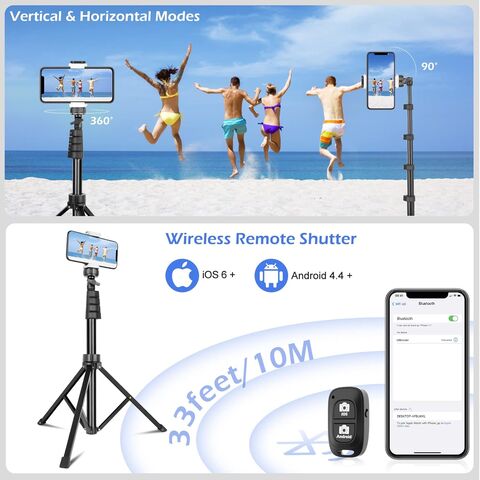 Trípode para Teléfono y Palo Selfie, Soporte Trípode Extensible para Teléfono Móvil con Control Remoto Inalámbrico y Soporte para Teléfono, Compatible con iPhone