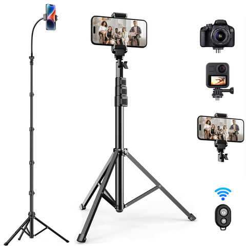 Trípode para Teléfono y Palo Selfie, Soporte Trípode Extensible para Teléfono Móvil con Control Remoto Inalámbrico y Soporte para Teléfono, Compatible con iPhone