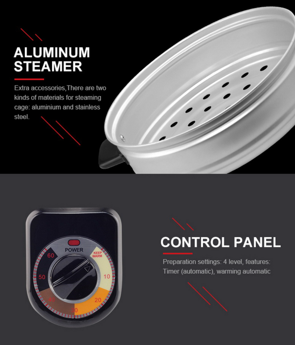 Pars Automatic Cuociriso MID Per Cucina - Capacità 5 Tazze, Pentola Antiaderente, Timer E Vasca Estraibile, Robusto E Pratico