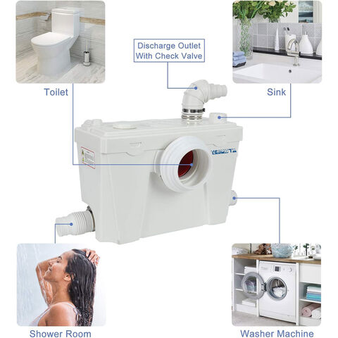 FLO500 Nouvelle Pompe de Macération avec Fonction Inverse Broyeur Sanitaire Automatique Pompe à Eaux Usées pour Salle de Bain