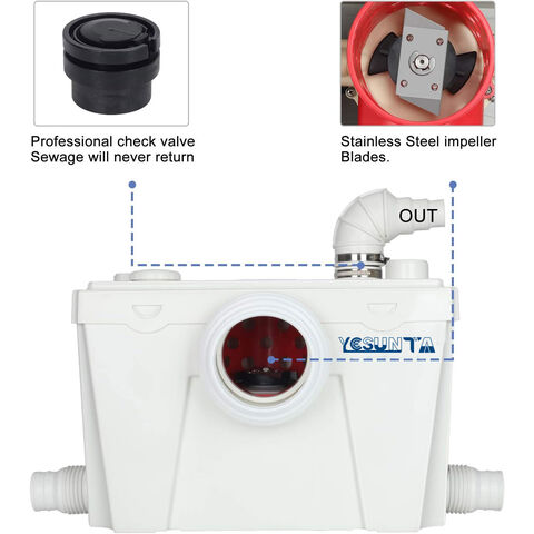 FLO500 Nouvelle Pompe de Macération avec Fonction Inverse Broyeur Sanitaire Automatique Pompe à Eaux Usées pour Salle de Bain