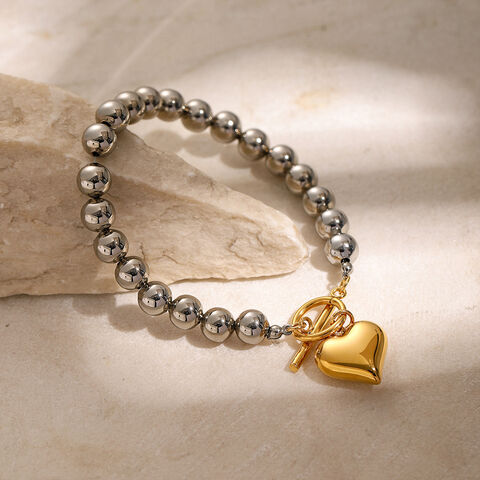 Modisches Design Neues 18K Gold Edelstahl Silber Runde Perle Gold Anhänger Liebesarmband - Großhandel Modeschmuck