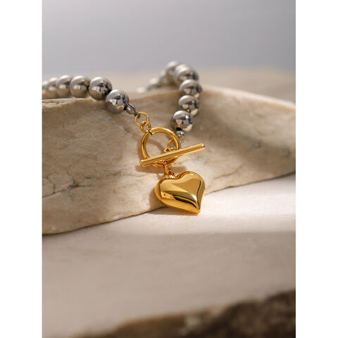 Modisches Design Neues 18K Gold Edelstahl Silber Runde Perle Gold Anhänger Liebesarmband - Großhandel Modeschmuck