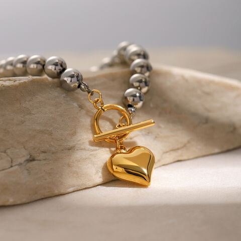 Modisches Design Neues 18K Gold Edelstahl Silber Runde Perle Gold Anhänger Liebesarmband - Großhandel Modeschmuck