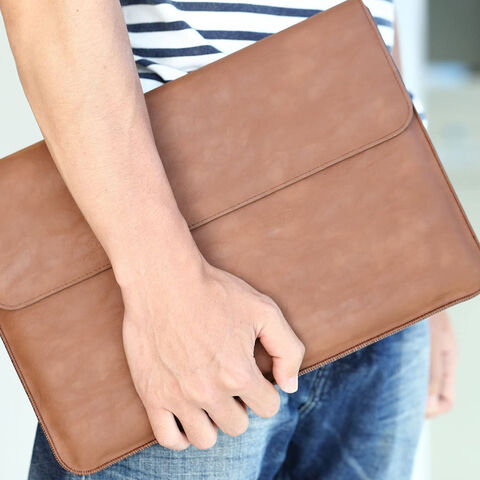 Wasserdichte Laptop-Tasche aus Leder, Reißverschluss-Tablethülle, marineblaue Laptoptasche, kundenspezifische Dokumententasche