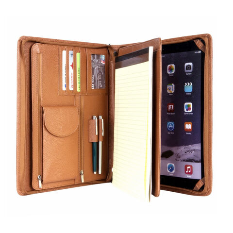 Wasserdichte Laptop-Tasche aus Leder, Reißverschluss-Tablethülle, marineblaue Laptoptasche, kundenspezifische Dokumententasche
