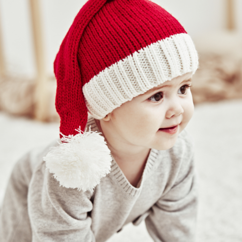 Nouveau bonnet de Noël tricoté automne et hiver pour parent et enfant, bonnet chaud tricoté pour bébé et maman avec pompon unique