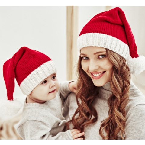 Nouveau bonnet de Noël tricoté automne et hiver pour parent et enfant, bonnet chaud tricoté pour bébé et maman avec pompon unique