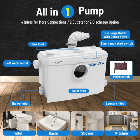 FLO800 110V Zerkleinerer-Abwasserpumpe Japanische Toilette Klassischer Stil für stark frequentierte Bereiche