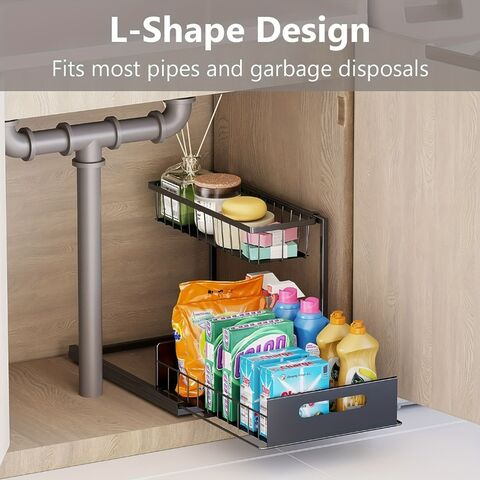 Étagère de rangement sous évier à 2 niveaux en fer durable pour cuisine et salle de bain, vente en gros promotionnelle