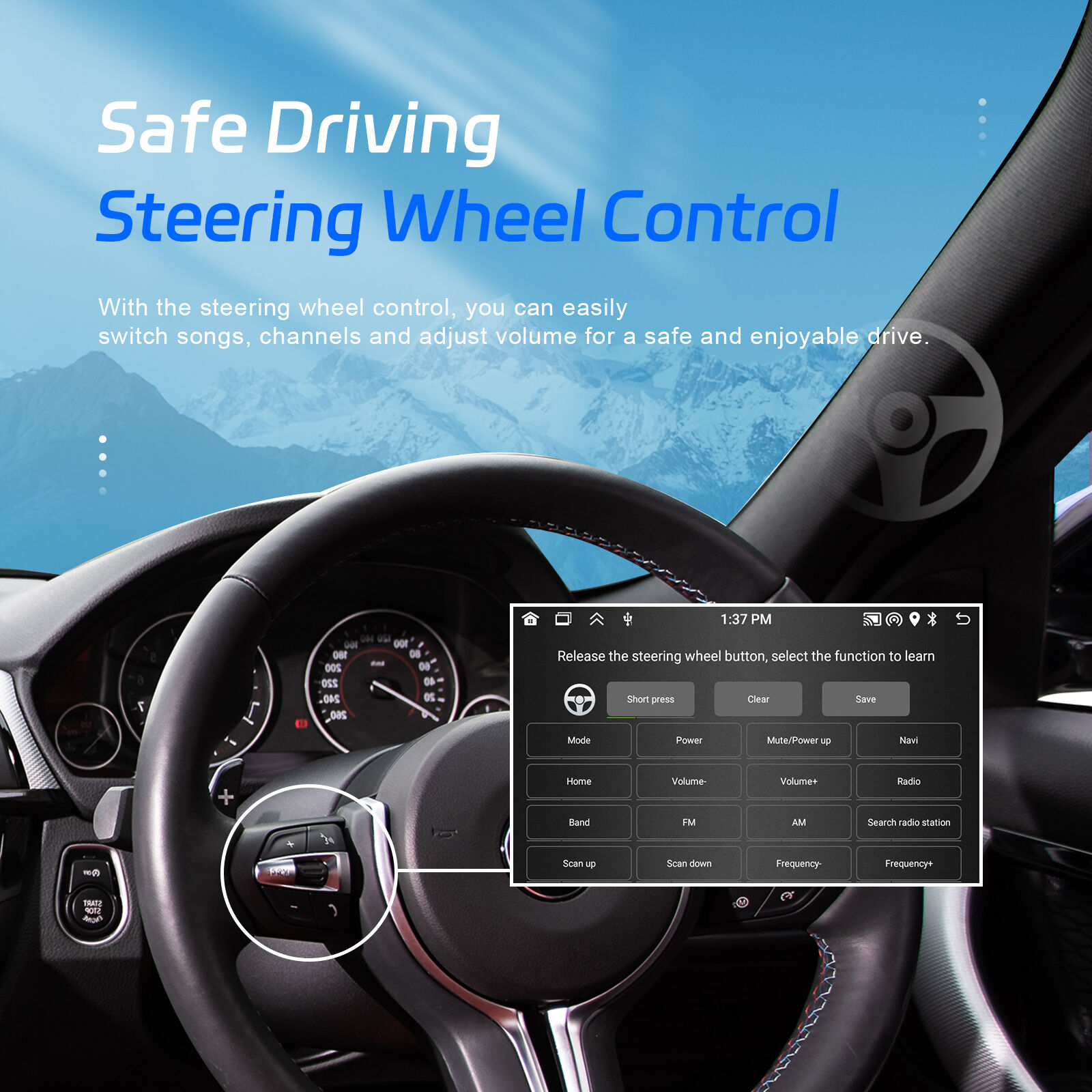 Podofo Android Car Stereo 1 Din 7'' Wireless Carplay Android Auto 2+64g ...