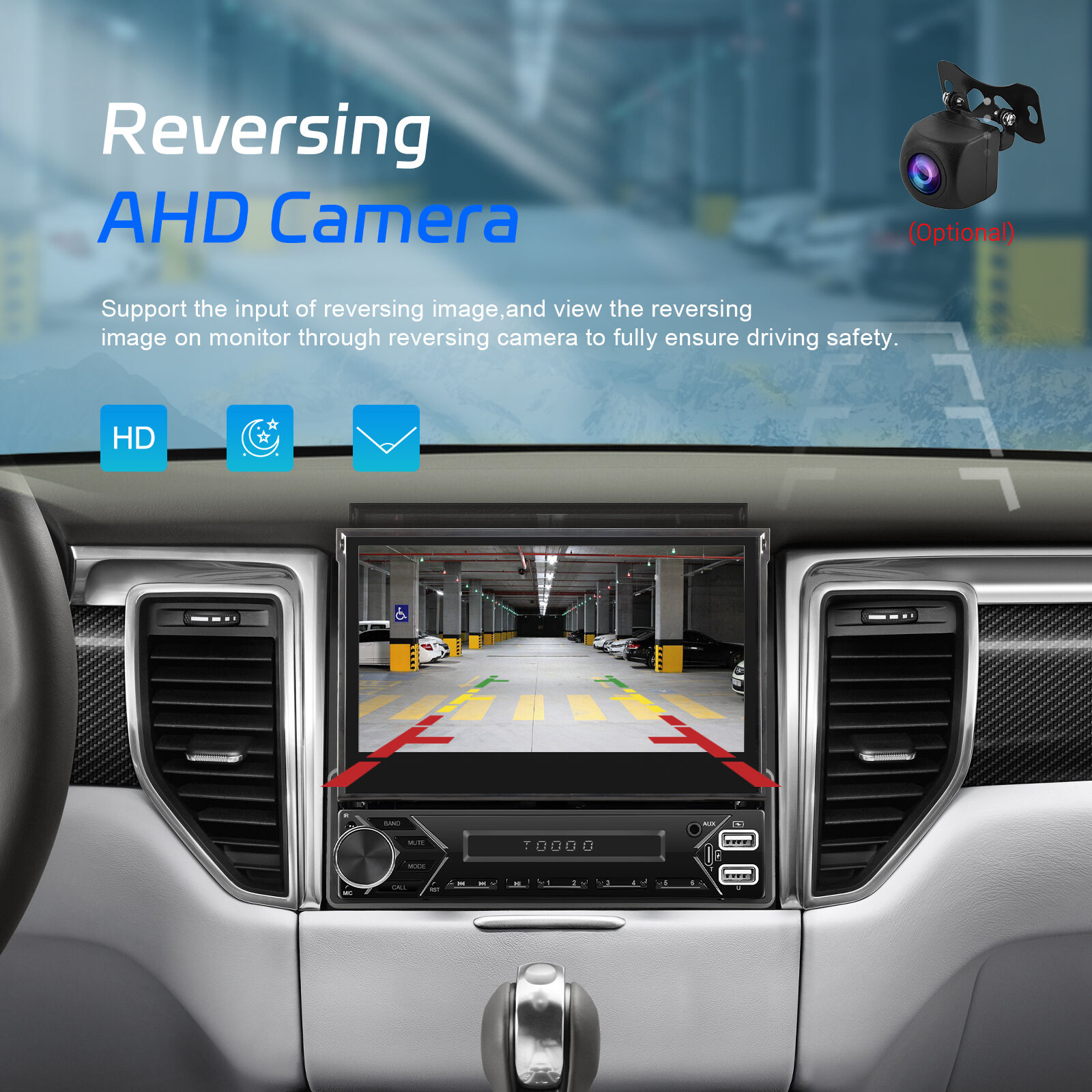Podofo Android Car Stereo 1 Din 7'' Wireless Carplay Android Auto 2+64g ...