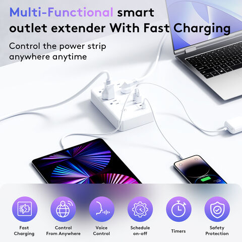 Fabricante da China OEM Smart Life App AC110-240V 15A Tuya Smart Wifi US Tomada Inteligente Quádrupla com ETL FCC CE