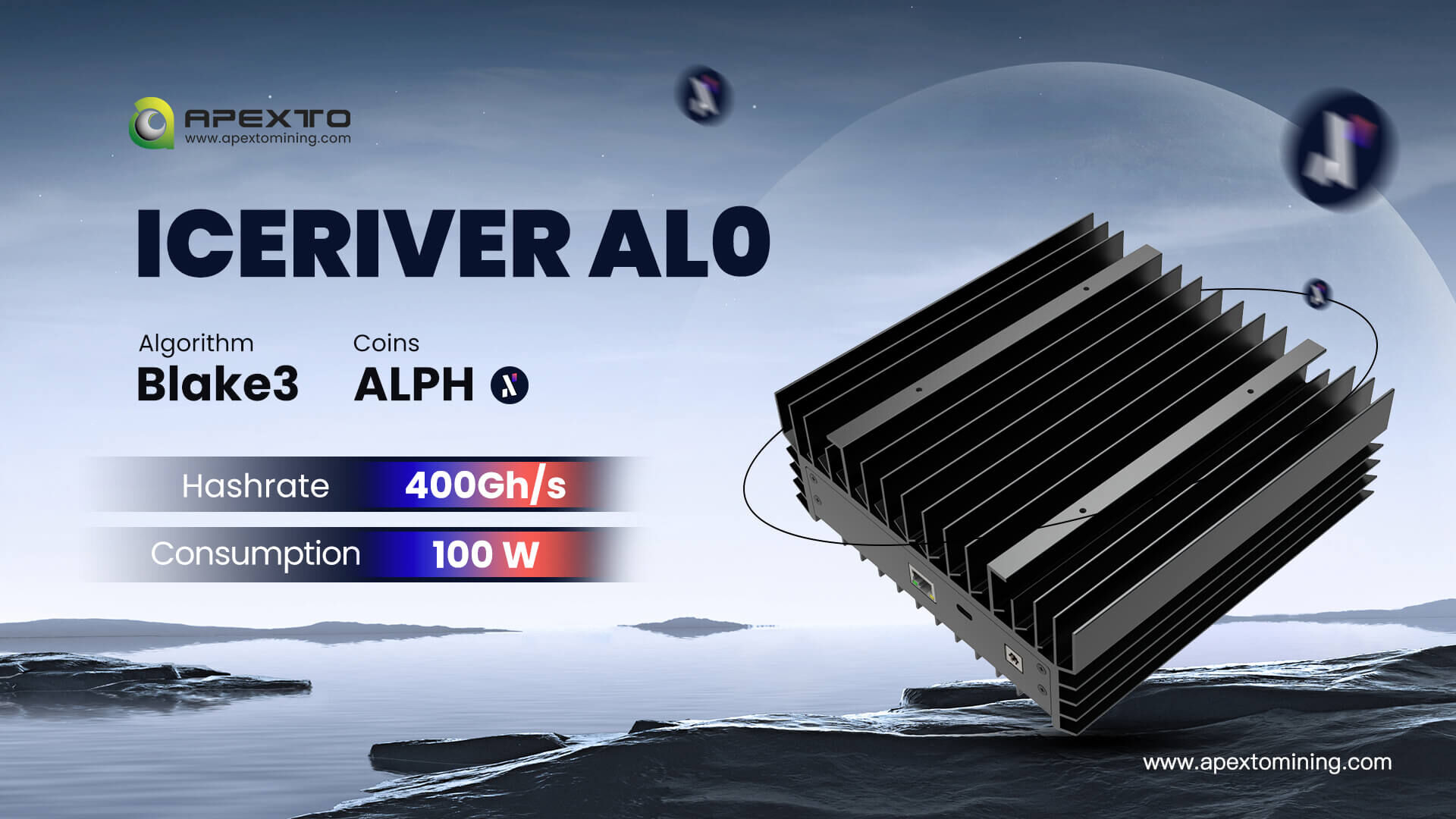 New Alph Miner Iceriver Al0 400gh/s 100w Alephium Mining Machine 