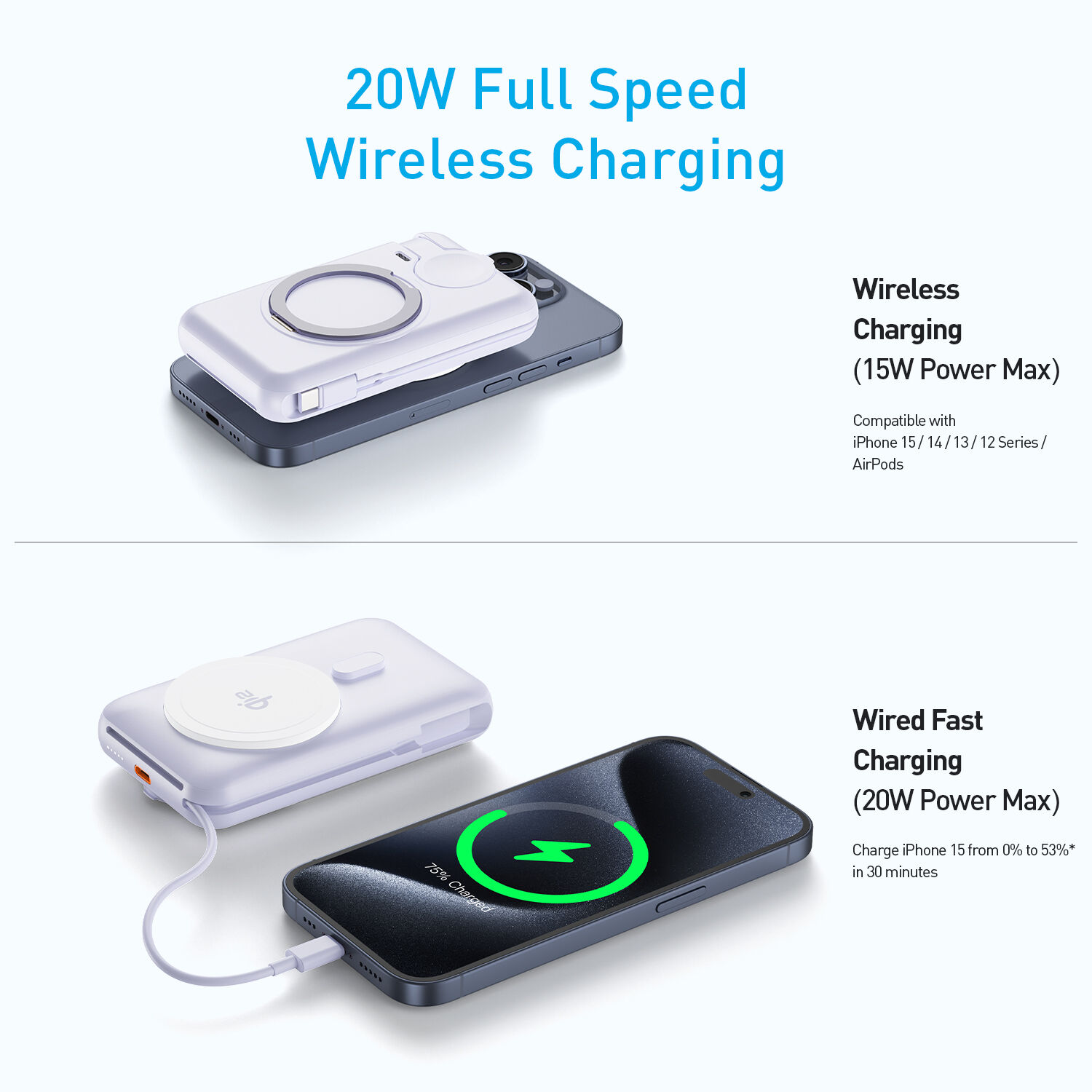 Amazon baseus wireless portable charger 10000mah magnetic power bank with typec cable 20w pd fast charging magsafe battery pack for iphone
