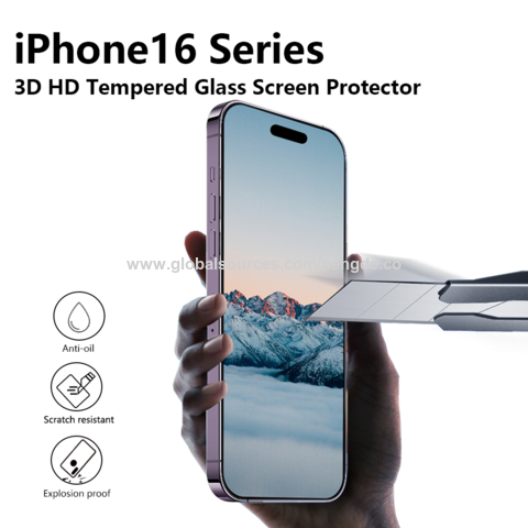 Protector de pantalla de vidrio templado HD 2.5D de fácil instalación para iPhone 16 [6.1 pulgadas] Sin burbujas
