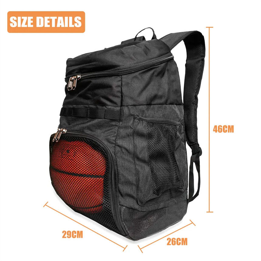 Sac à Dos Basket 38L ELVINAM – Compartiment Ballon Et Chaussures, Polyester Résistant, 4 Poches Zippées, Unisexe