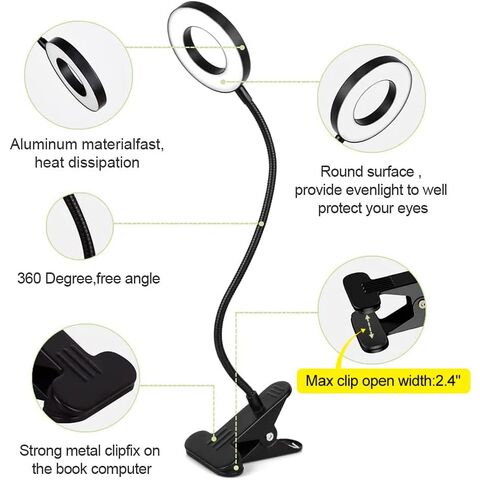 LED Leselampe mit Klemme, Flexible Buchlampe für Kinder zum Lesen im Bett bei Nacht, Clip für Tisch
