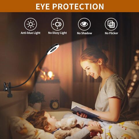 LED Leselampe mit Klemme, Flexible Buchlampe für Kinder zum Lesen im Bett bei Nacht, Clip für Tisch