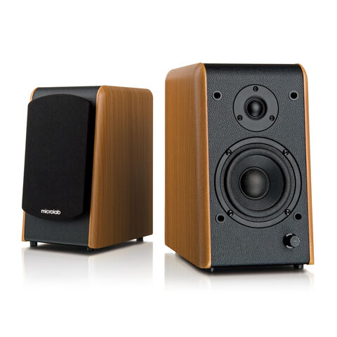 مكبرات صوت بلوتوث خشب الجوز لتثبيتها على الرف مع صوت Hi-Fi لعشاق الموسيقى