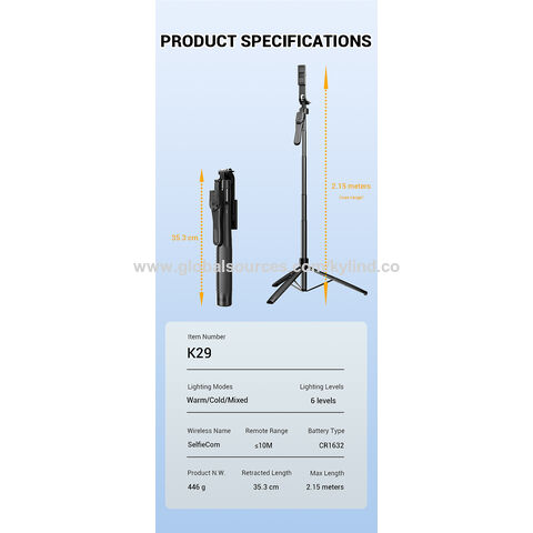 Grosir OEM/ODM Harga Pabrik Tongkat Selfie Tinggi Tripod untuk Livestreaming, Vlogging, Perjalanan, Kompatibel dengan Ponsel iOS & Android