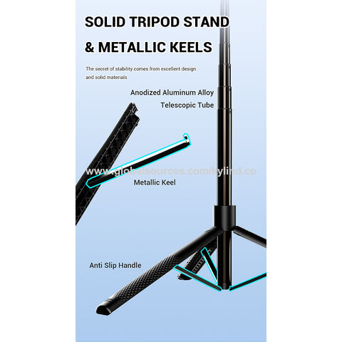 Grosir OEM/ODM Harga Pabrik Tongkat Selfie Tinggi Tripod untuk Livestreaming, Vlogging, Perjalanan, Kompatibel dengan Ponsel iOS & Android