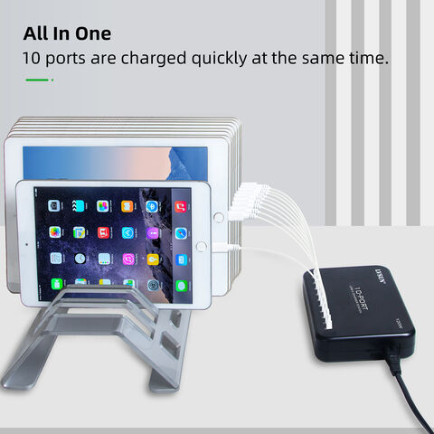 Station de charge USB-C 10 ports 120W de la marque LVSUN, idéale pour téléphones portables, tablettes, etc.