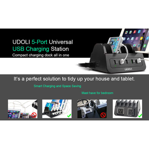 Bestseller 2021: 60W 5-Port USB Ladestation - Multiport Schnellladegerät für Mobilgeräte