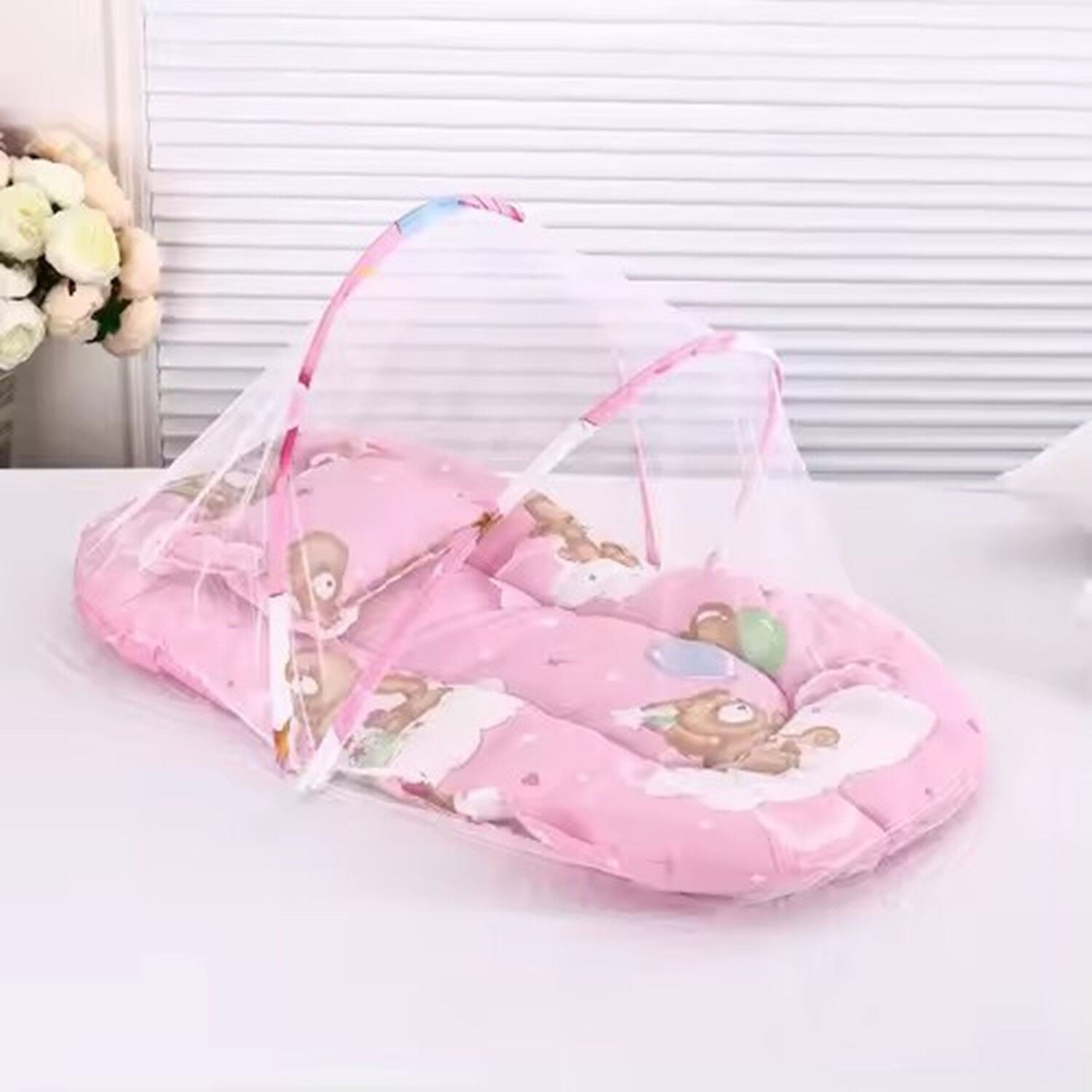 Baby Sleeping Printed Bed With Mosquito Net and Pillow main image 1