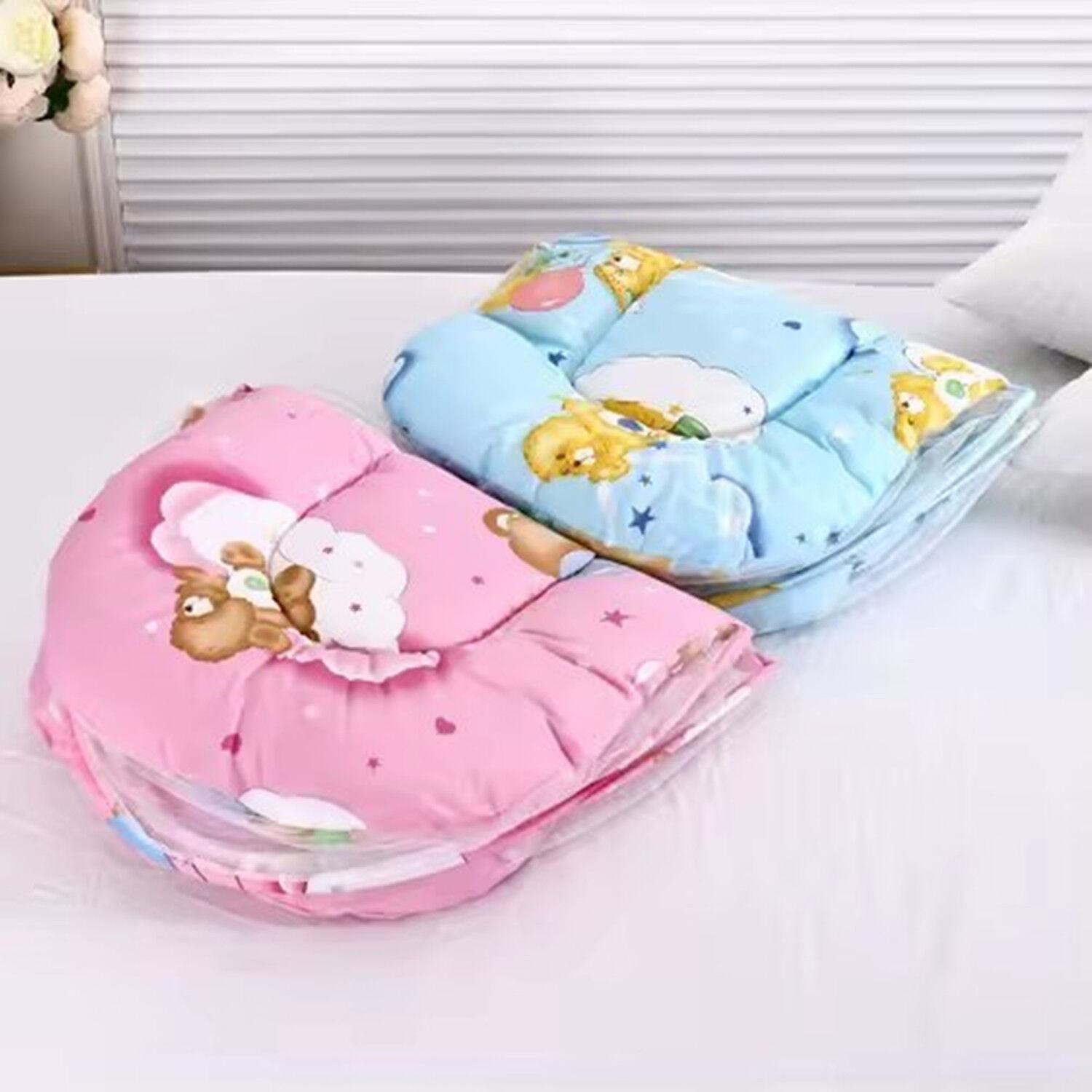 Baby Sleeping Bed In White Color With Mosquito Net and Pillow main image 1