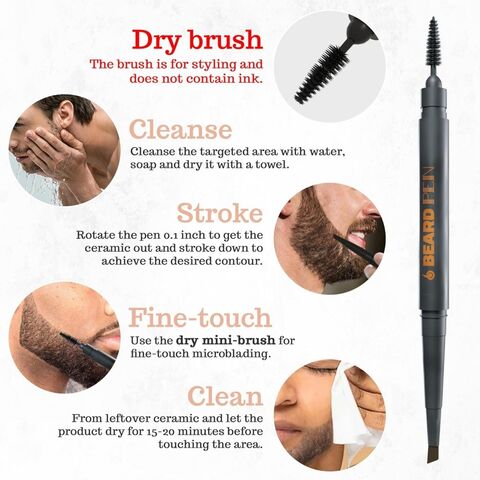 Lápiz Rellenador de Barba para Hombre, Estilismo de Barbero, Lápiz de Aseo Color Negro, Larga Duración, Resistente al Agua y al Sudor