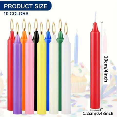 Bougies Bâtons Promotionnelles de 10 cm Sans Parfum en Couleurs Assorties pour Célébrations et Décoration Intérieure en Gros
