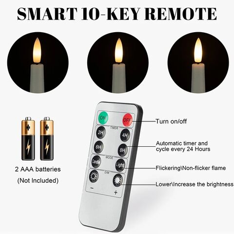 Bougies Coniques Décoratives en Fausse Cire avec LED, Fonctionnant sur Piles et Effet de Flamme Vacillante pour Décoration Intérieure en Gros