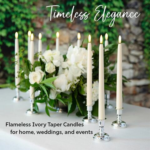 Bougies Coniques Décoratives en Fausse Cire avec LED, Fonctionnant sur Piles et Effet de Flamme Vacillante pour Décoration Intérieure en Gros
