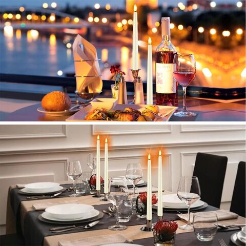 Bougies Coniques Décoratives en Fausse Cire avec LED, Fonctionnant sur Piles et Effet de Flamme Vacillante pour Décoration Intérieure en Gros