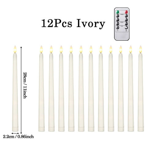 Bougies Coniques Décoratives en Fausse Cire avec LED, Fonctionnant sur Piles et Effet de Flamme Vacillante pour Décoration Intérieure en Gros