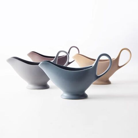 Molheira de cerâmica fosca para restaurante, louça de porcelana para hotel, jarro de leite com esmalte