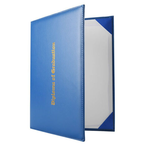 Carpeta Personalizada para Contratos, Portada Negra, Porta Certificados, Carpeta Azul de Cuero para Diplomas