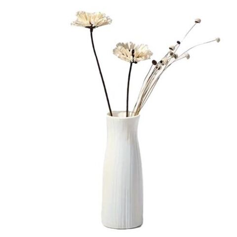 Großhandel 3er-Set Blumenvase Weiß Schlichte Kunststoffvasen Wohnkultur