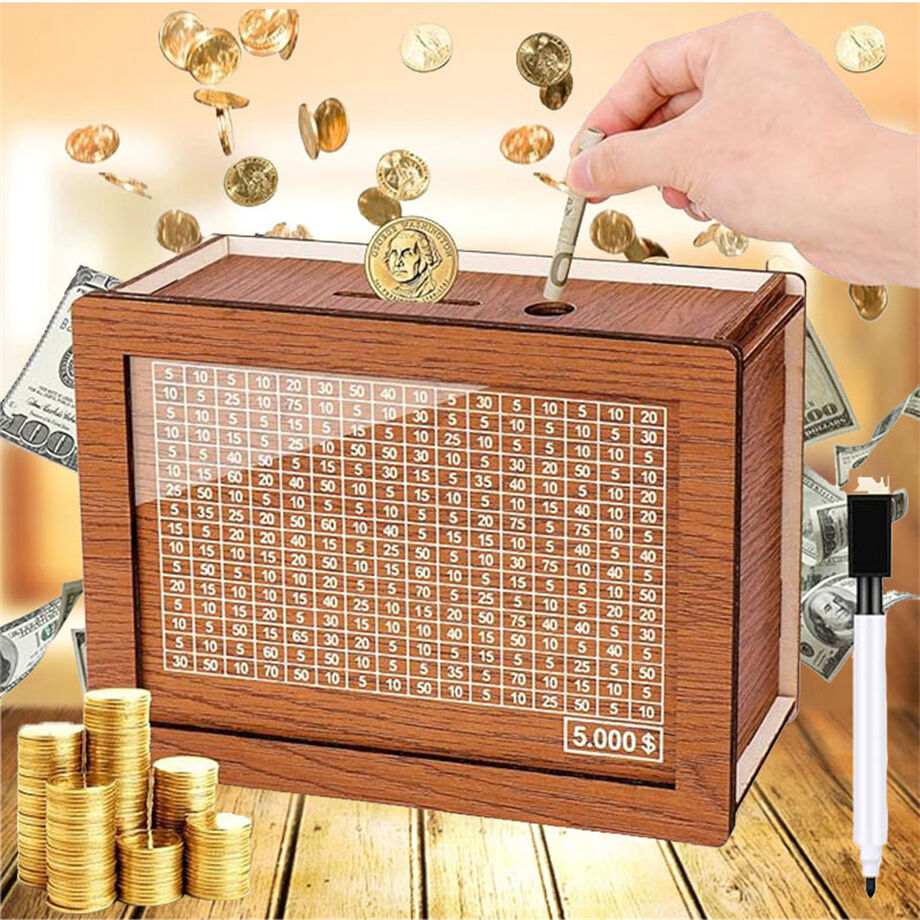 Money Box With Counter Wooden Money Box Crafts Wooden Decoration Saving ...