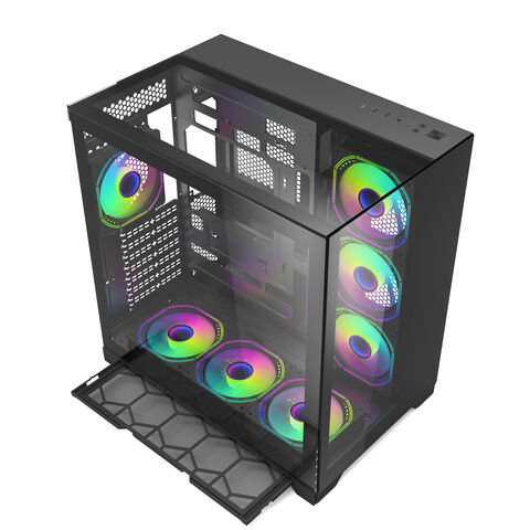 Caixa de computador para jogos, panorâmica, em vidro temperado, torre completa, atx, atacado direto da fábrica com 24 anos de experiência
