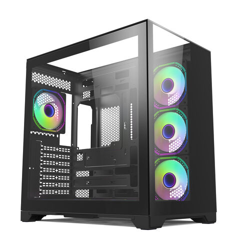 Caixa de computador para jogos, panorâmica, em vidro temperado, torre completa, atx, atacado direto da fábrica com 24 anos de experiência