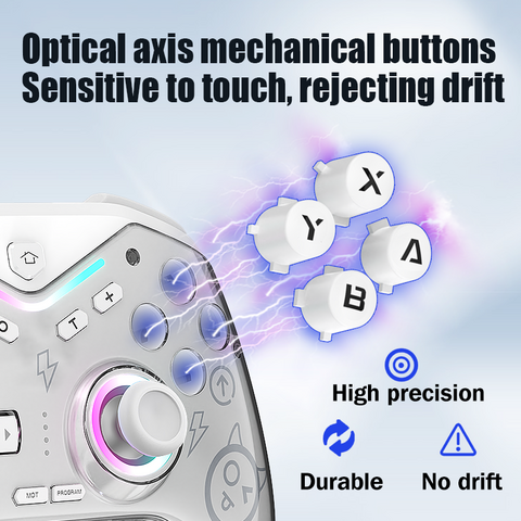 Manette de Jeu Sans Fil avec Joystick Hall, Programmable, Lumière RVB Réglable, pour NS-Switch/Steam/PC/Smartphone/iOS/Android