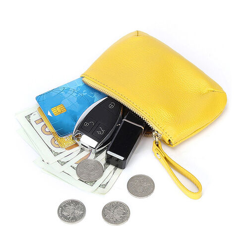 Lässige, minimalistische Damen Geldbörse, Mini Geldbörse aus weichem Echtleder, multifunktionales kurzes Münzfach