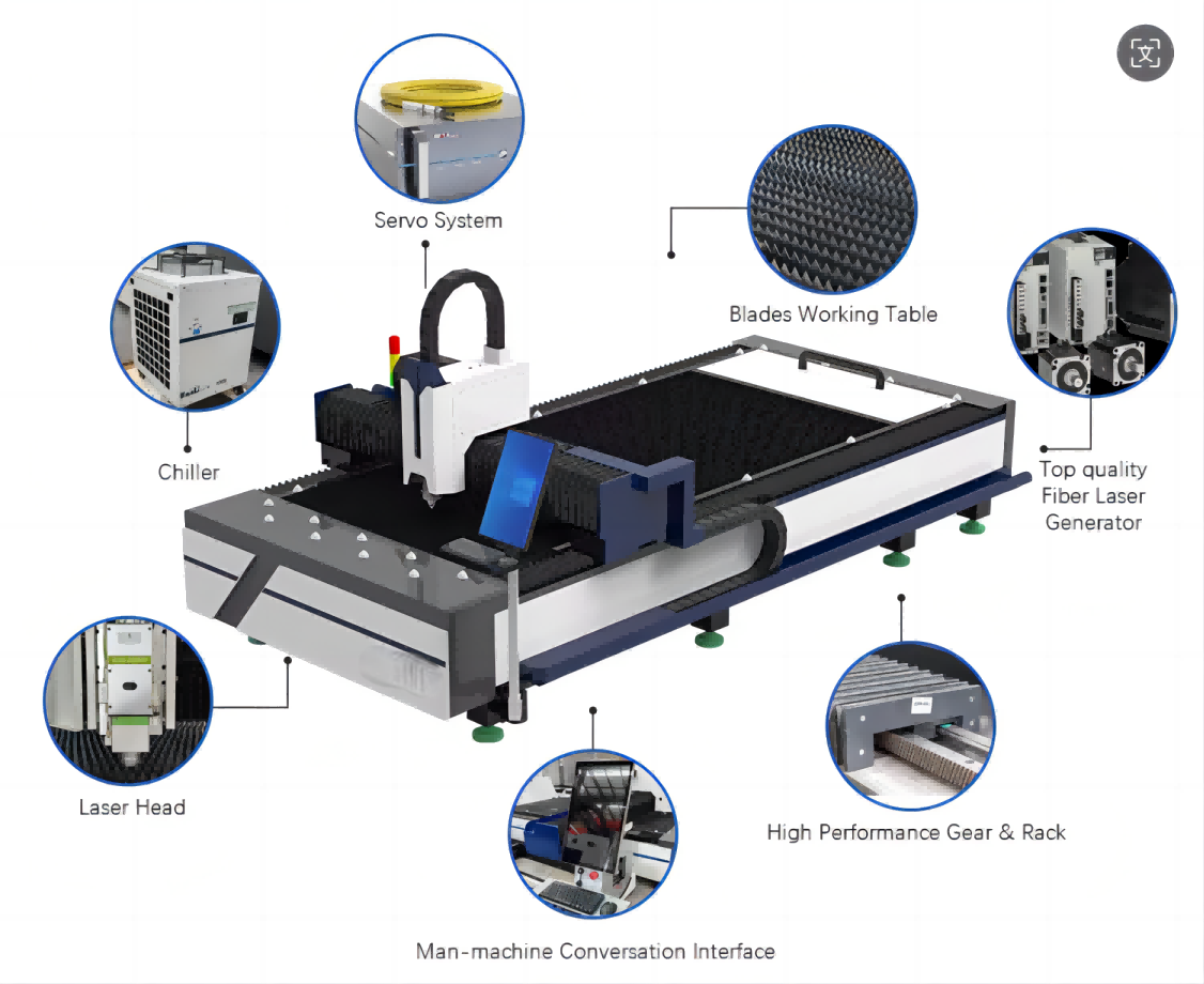 Fiber Laser Cutting Machine Stainless Steel 1500x3000mm Cnc Metal Laser ...