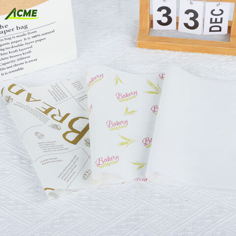 Papel de Envoltura para Alimentos Antigrasa con Logotipo Personalizado a Prueba de Aceite, Papel de Cera Antigrasa, Impresión Offset, Papel Virgen para Hornear, Pulpa de Madera
